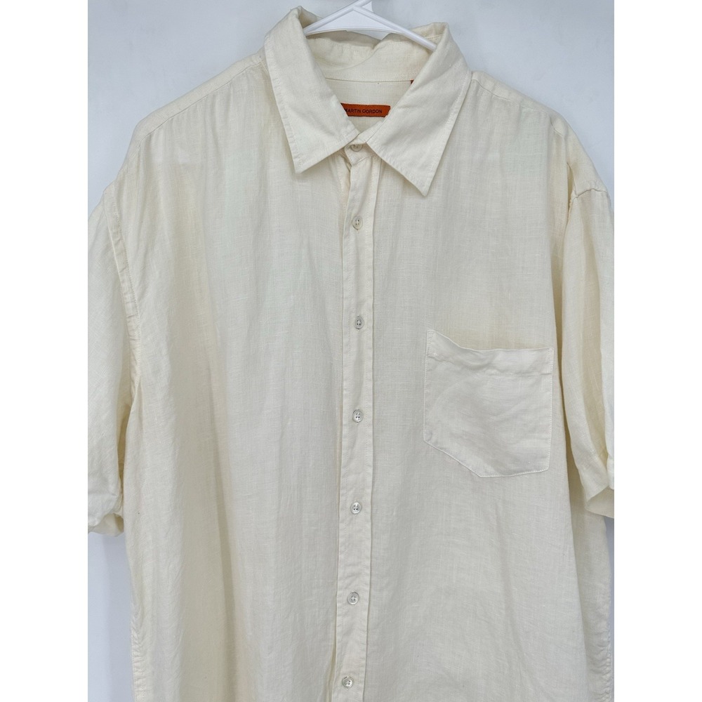 Martin Gordon 100% Linen Shirt XL Ivory Button Up Short Sleeve Coastal Resort - Picture 5 of 12